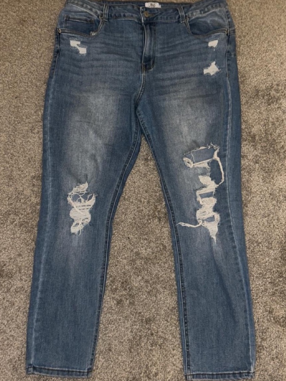 refuge Distressed Medium Blue Boyfriend Jeans